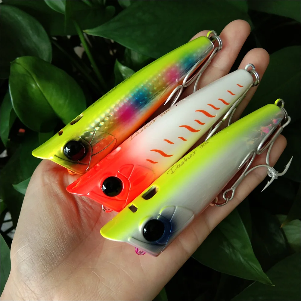

TSURINOYA 3PCS 90mm 23g 90F Topwater Popper Fishing Lure Floating Artificial Hard Bait For Saltwater High Strength Model