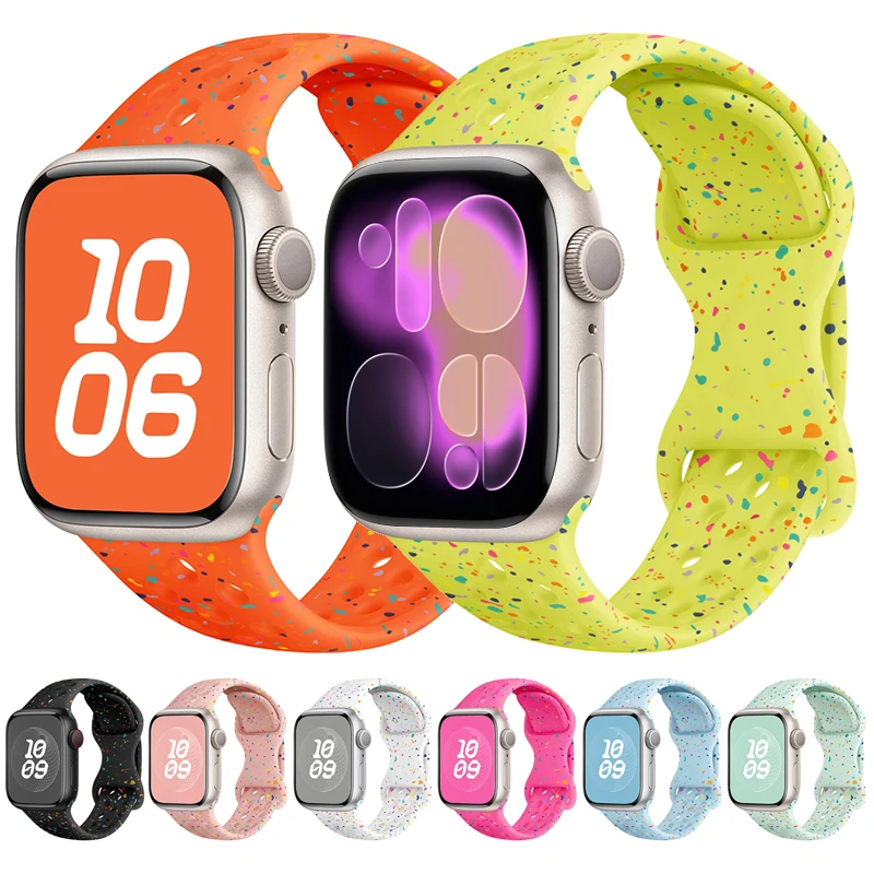 Фото Силиконовый ремешок для часов Apple 44 мм/45 мм/46 мм 49 мм/38 мм/40/41 мм, спортивный резиновый ремешок для iWatch Series Ultra 11 10 9 8 7 6 SE 5 №1