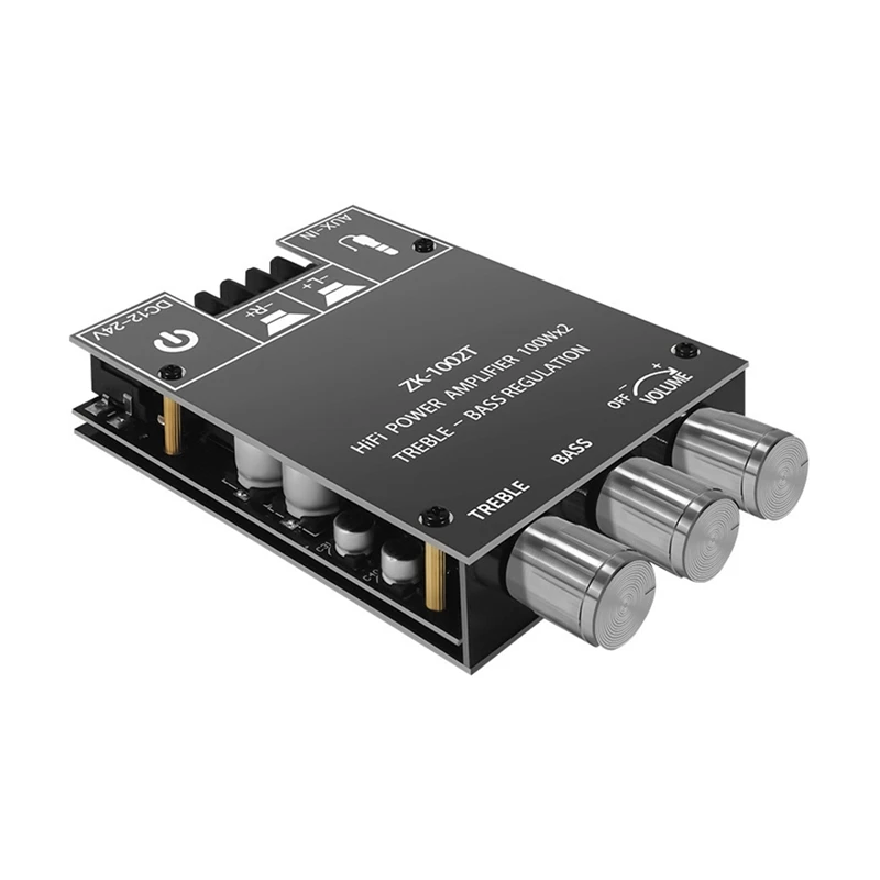 

TPA3116D2 Digital Amplifier Board 100Wx2 High-Bass Adjustment BT5.0 Subwoofer Stereo Amplifier Board DC12-24V ZK-1002T