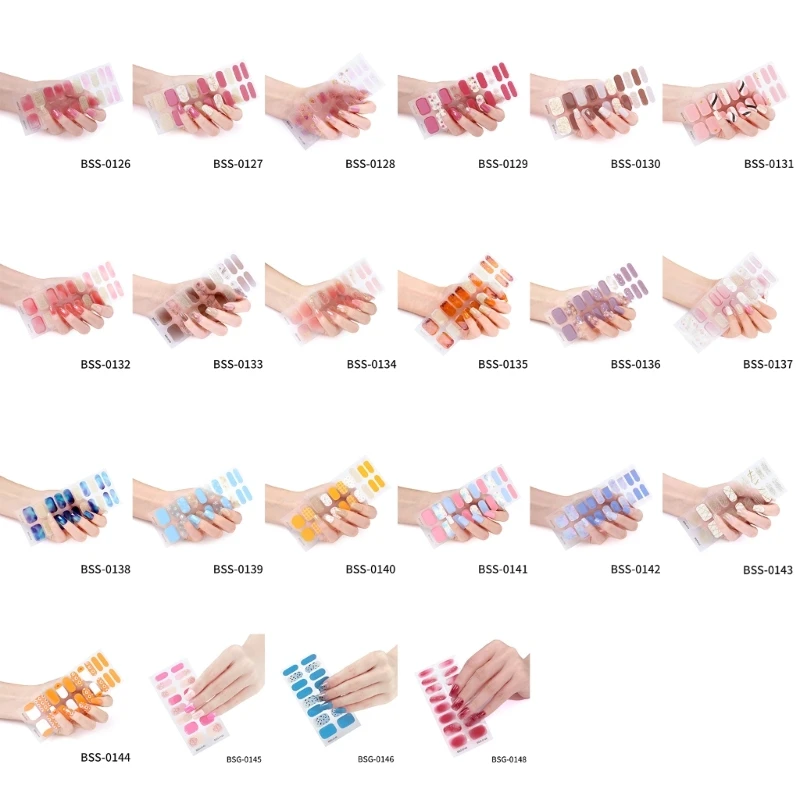 

20Pcs Self-Adhesive Warm Color Nail Polish Sticker Full Nail Wraps for Nails Art
