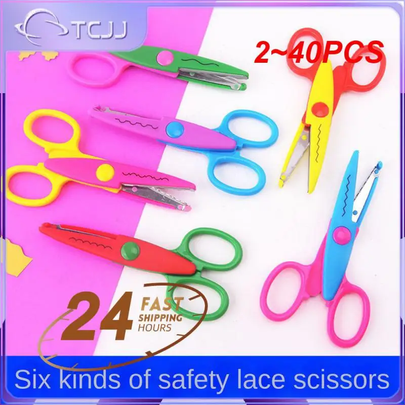 

2~40PCS Handmade Children DIY 6 Patterns Album Lace Scissors Card Photo Pattern Scissors Cartoons Lace Scissors