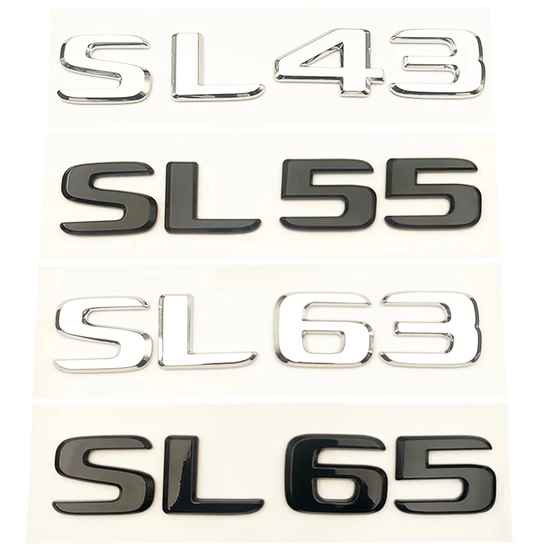 

3D ABS Chrome Glossy Black Letters For Car Trunk Mercedes Benz SL43 SL55 R230 SL63 SL65 AMG Logo Emblem Sticker Accessories