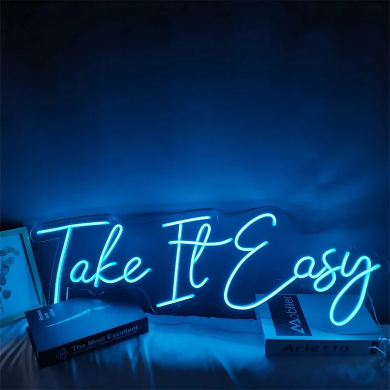 

Ineonlife Take It Easy Neon Sign Custom Led Billboard Light Bedroom Personalized Home Encourage Dorm Office Childroom Wall Decor