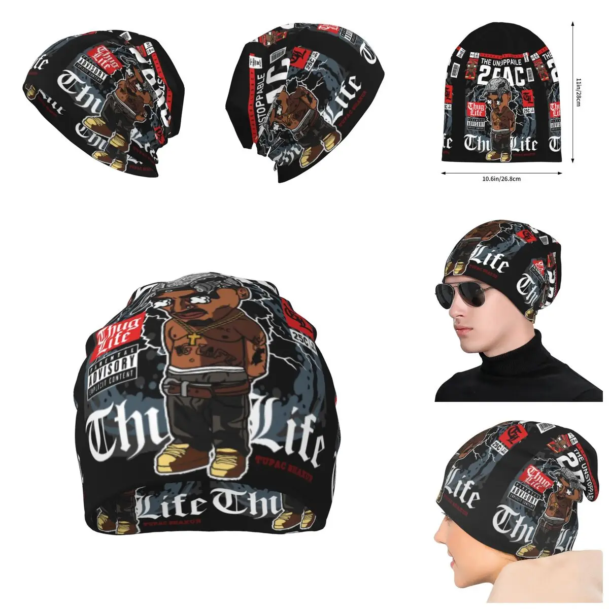 Пуловер Rapper Tupac унисекс кепка шапочки с 3D принтом шапка для мужчин и женщин