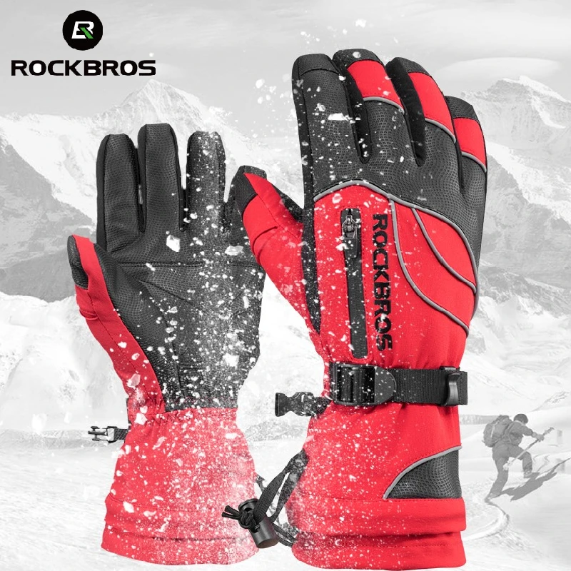 

Ветрозащитные водонепроницаемые лыжные перчатки ROCKBROS для мужчин и женщин, до-30 градусов, для снегохода, сноуборда, зимних видов спорта, тепл...