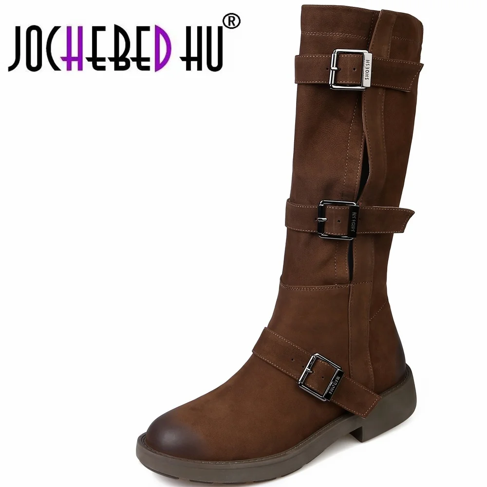 

[Jochebed hu】дизайнерские Модные женские ботинки из натуральной кожи женская безопасная зимняя обувь с подкладкой высокие военные ботинки 34-40