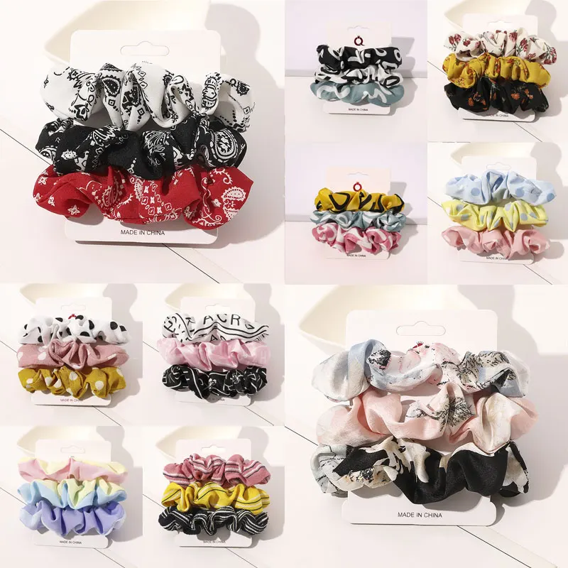 

3pcs /Set Thick Durable Rings Elastic Hair Bands for Women Girls Scrunchies Hairband Floral Cloth Rubber Band Hair Accessories