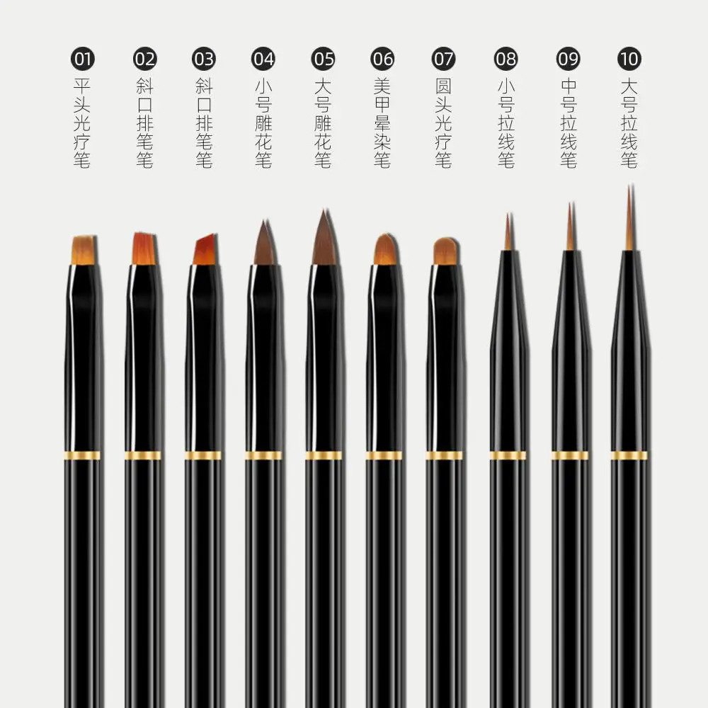 

10 шт. черная металлическая ручка для дизайна ногтей ручка для рисования Хрустальная ручка для дизайна ногтей 10 шт. Кисть для ногтей искусств...