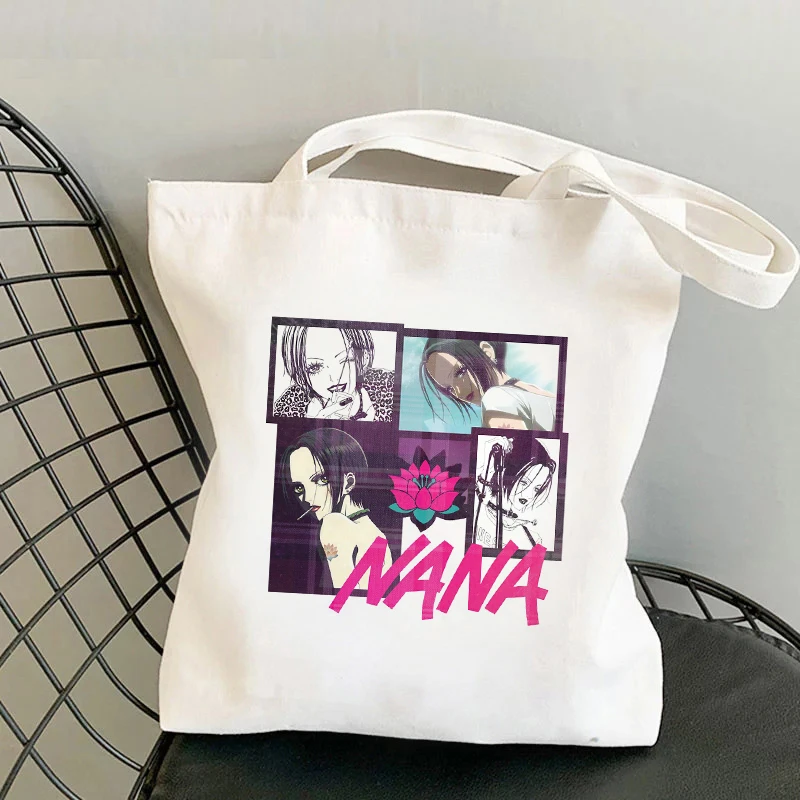 

Японская аниме Нана Осаки, холщовые сумки через плечо, Повседневная Большая Сумка-тоут с черными камнями, винтажная кавайная Женская Холщов...