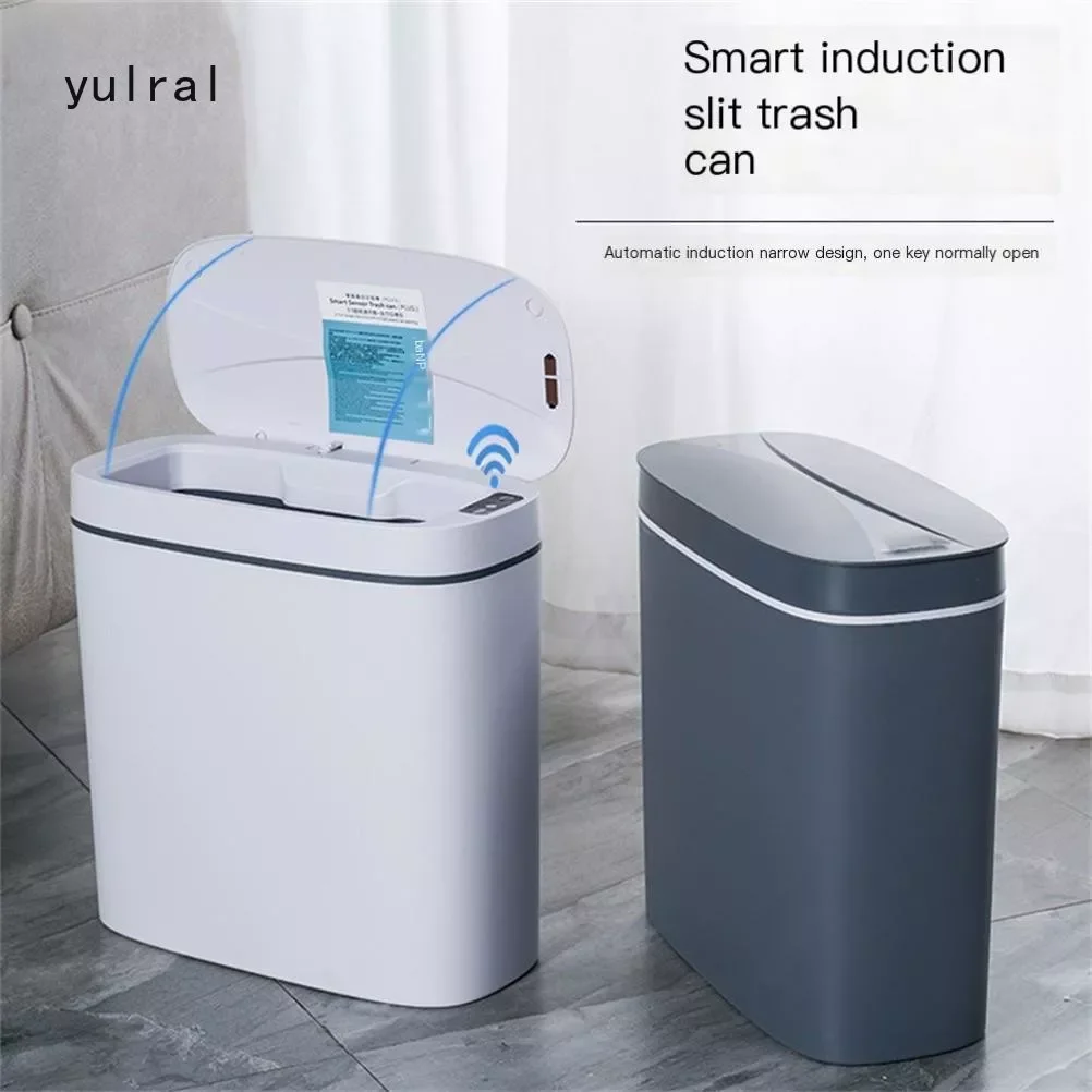 

14L Smart Sensor Trash Can Electronic Automatic Bathroom Toilet Bedroom Living Room Waterproof Narrow Seam Sensor Garbage Bin