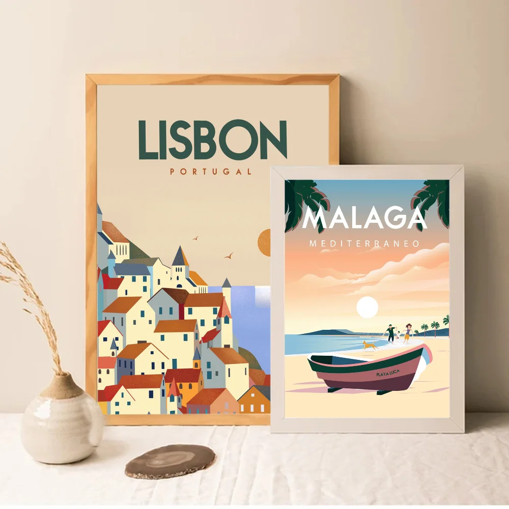 Canada Italy Mexico Colombia Greece Lisbon Bali Malta Ireland Brazil Travel City Movie Sticky Poster Retro Kraft Paper DIY Room