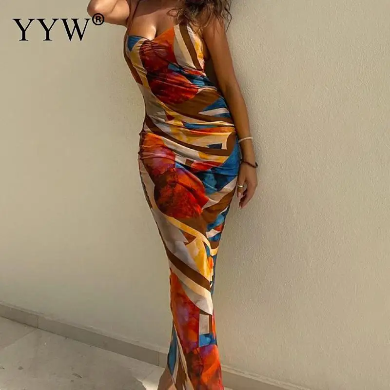 

2022 Fashion Printed Sexy Halter Strap Bag Hip Dress Polyester Slip Dress Men Backless & Different Size For Choice Printed Pc