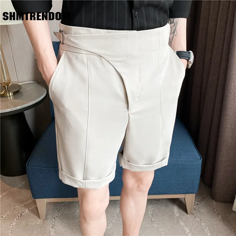 

2023 British Style Summer Suit Shorts Men Clothing Straight Business Formal Wear Slim Fit Casual Short Homme Knee Length Quality