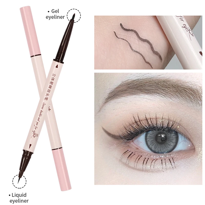 

Водостойкая Подводка для глаз из шелкопряда, быстросохнущая многофункциональная матовая двухсторонняя подводка для глаз, не размазывается, гелевая ручка для макияжа глаз