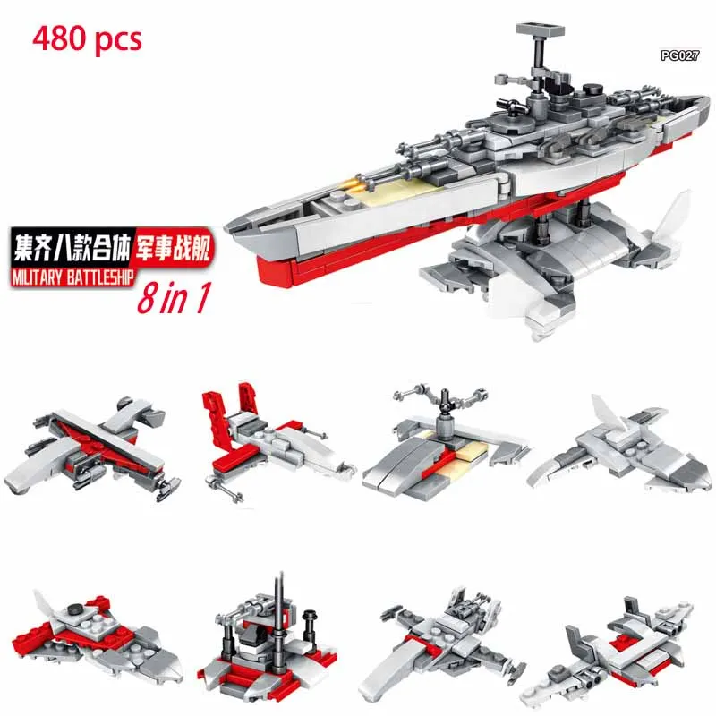 

MOC 2022 Creative Military Artillery Warship Series 8 In 1 Warship Model Building Blocks Children's Christmas Toy Gift Set