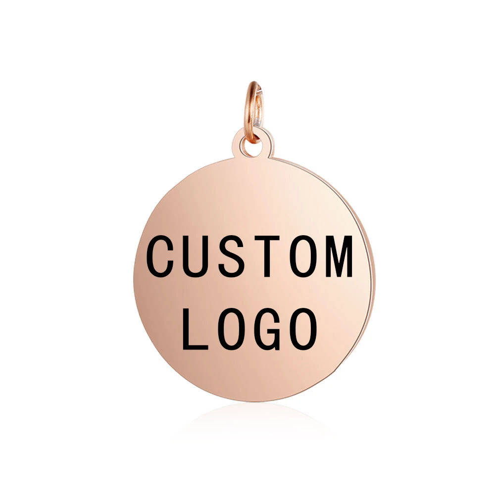 30pcs Laser Engraved Logo Tags Stainless Steel Circle Tag  6mm-25mm  Round Charm Engravable Pendants for Jewelry Making