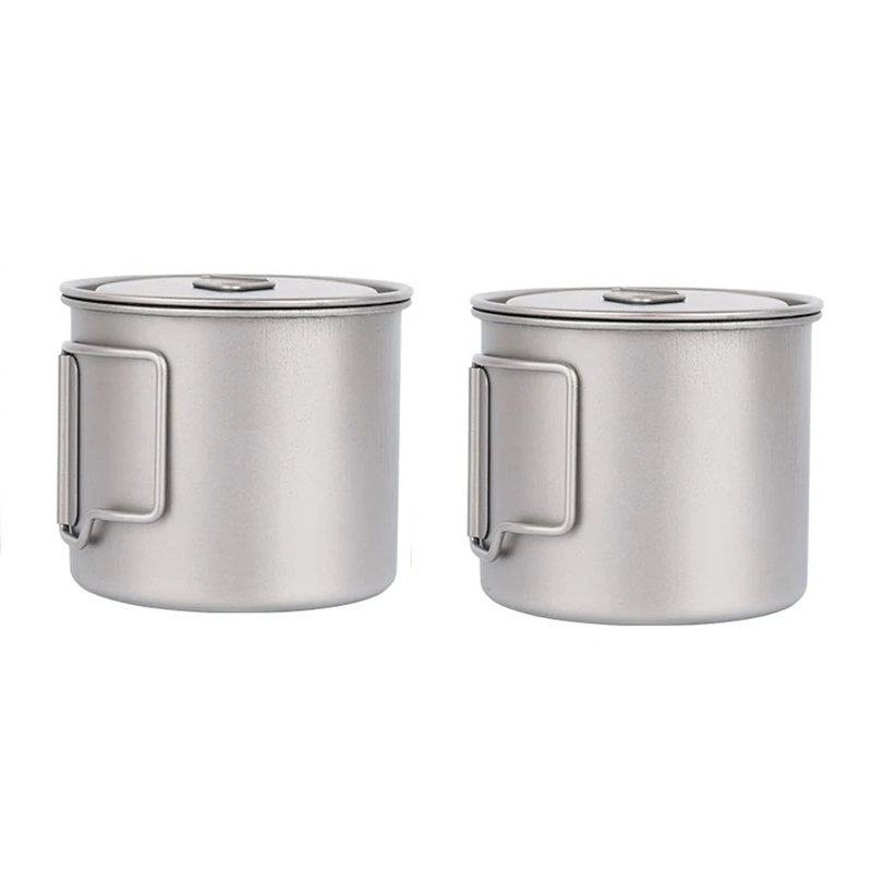 

2X Titanium Cup 550Ml Ultralight Portable Pot Titanium Water Mug Cup for Outdoor Camping Hiking Backpacking