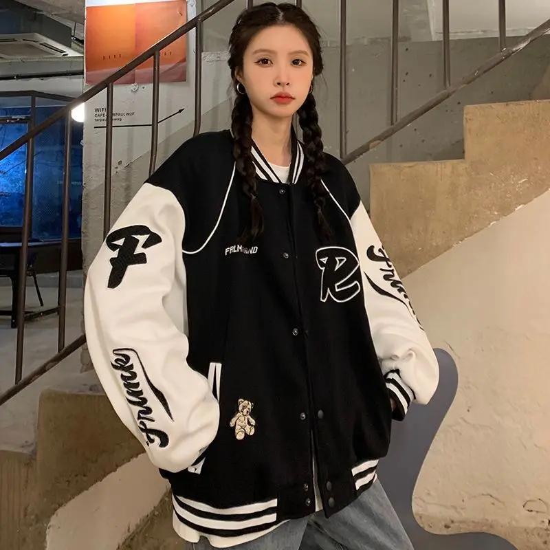 

Deeptown Vintage Baseball Jacket Women Korean Autumn Clothes Oversize Y2k Streetwear Varsity Bomber Jackets Harajuku Fashion
