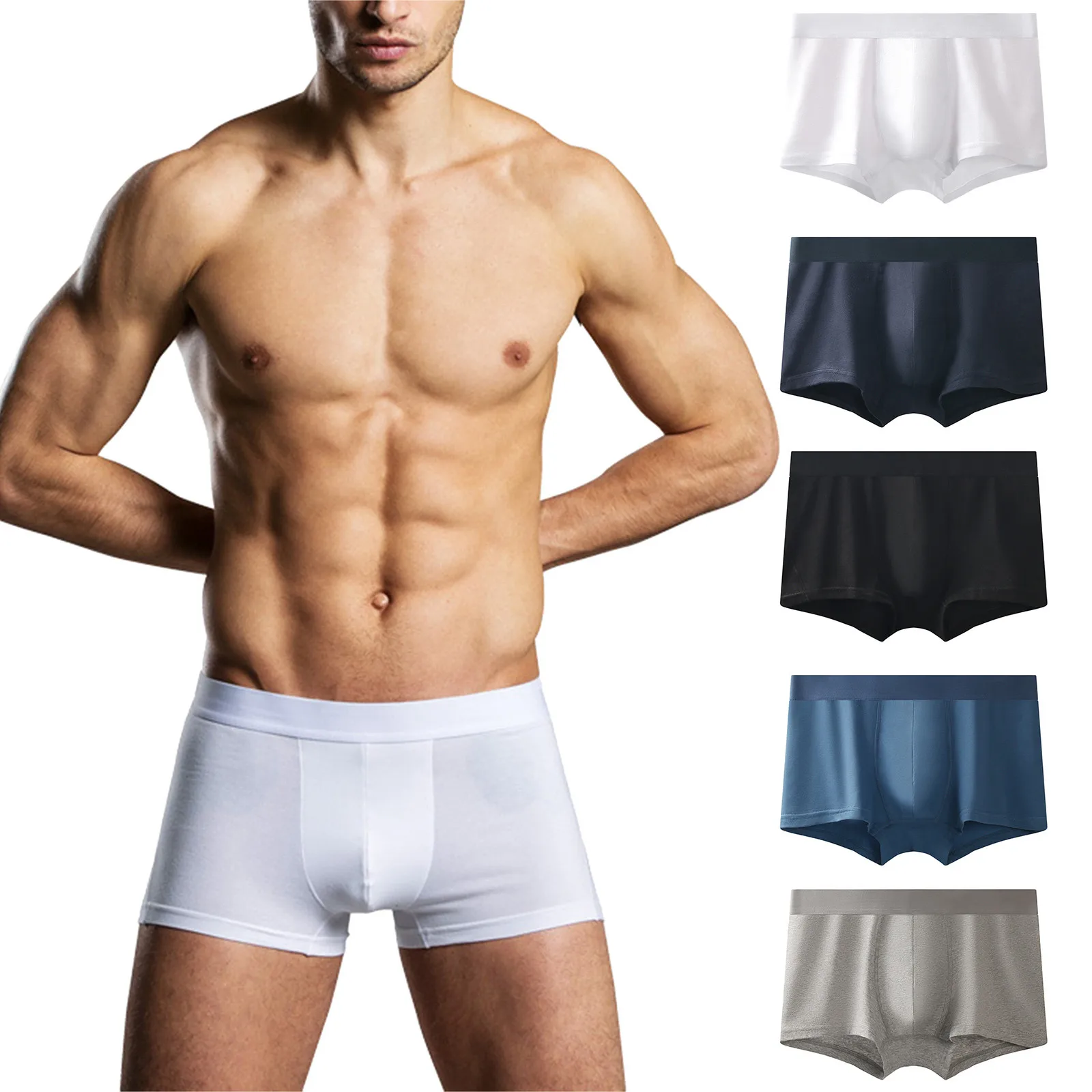 

Simple Design Men Solid Color Mid Waist Cool Comfortable Breathable Boxers Men Underpants Soft Comfortable Summer Shorts