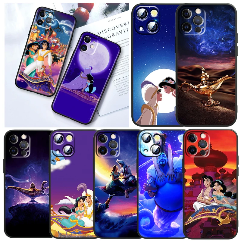 

Princess Jasmine Aladdin For Apple iPhone 13 12 Mini 11 XS Pro Max X XR 8 7 6 Plus SE 2020 5 Capa Black Soft TPU Phone Case