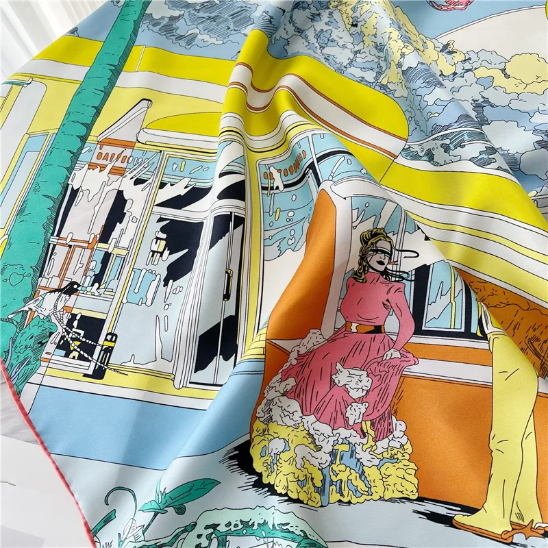 Шарф из чистого шелка 90 квадратных нитей свернутые банданы шарфы шаль 100%