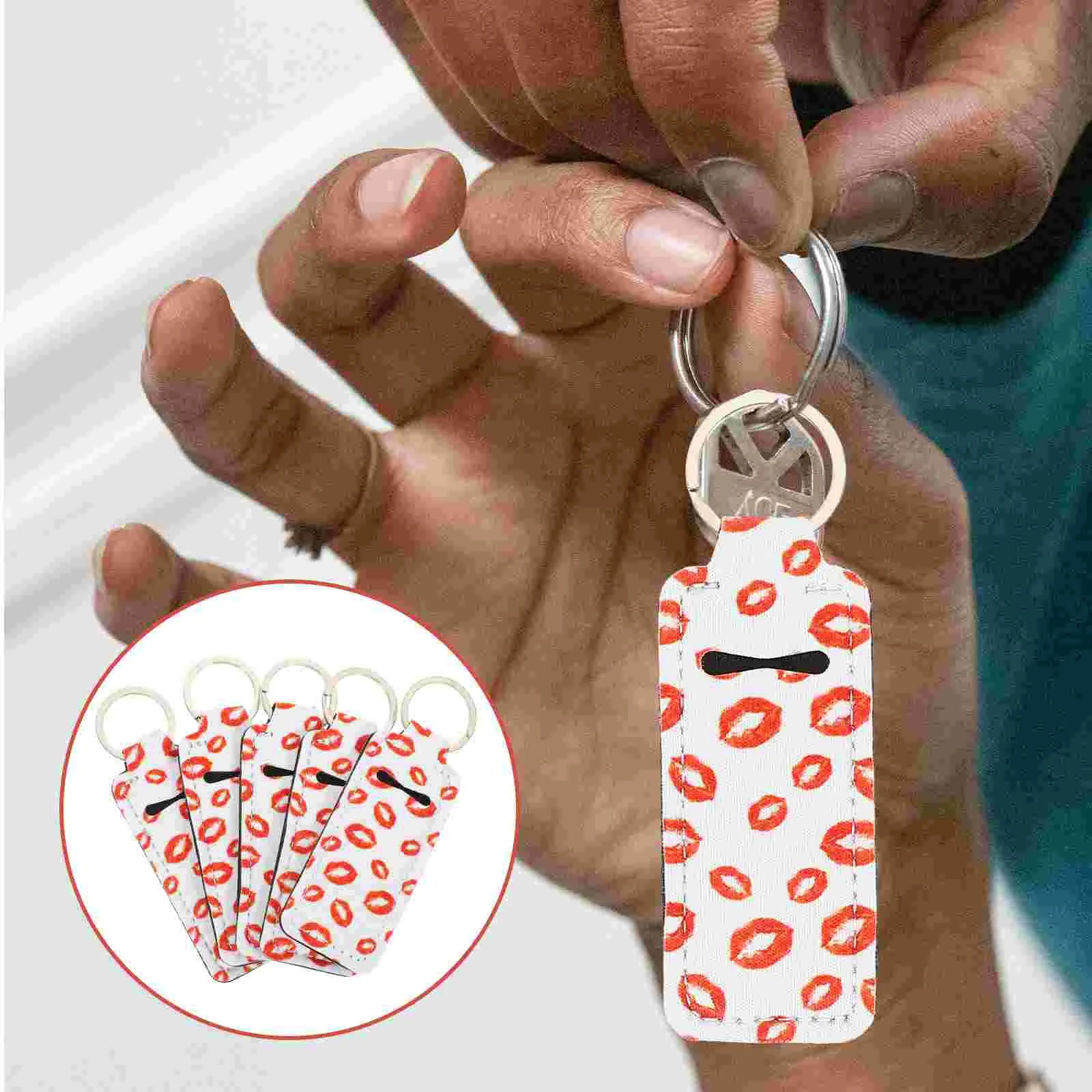 

Lipstick Holder Keychain Chapstick Keyring Travel Key Cover Lip Case Balm Ring Protector Carstorage Chain Rubberholding Cream