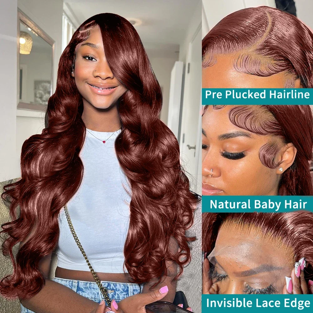 Парики из человеческих волос 13 х4 красновато-коричневые 100% дюймов