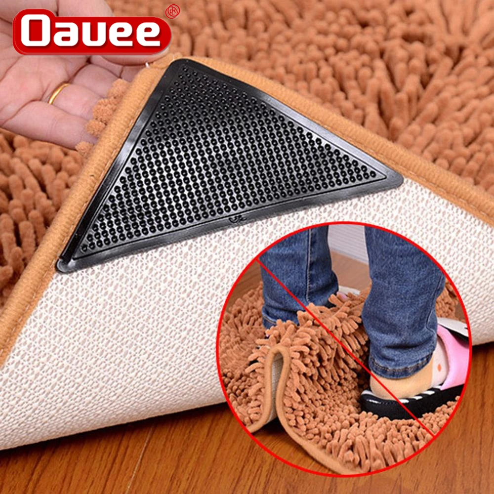 

Gripper Stopper Tape Sticker Black Corners Pad 4Pcs/lot Triangle Reusable Anti-skid Rubber Mat Non Slip Patch Mat Washable Rug