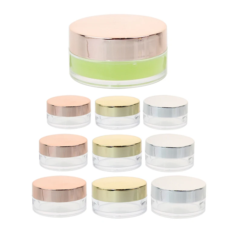 

50pcs Plastic Cosmetic Jars 3g 10g Makeup Jar with Lid for Face Cream Container Nail Powder Container Travel Refillable Bottles