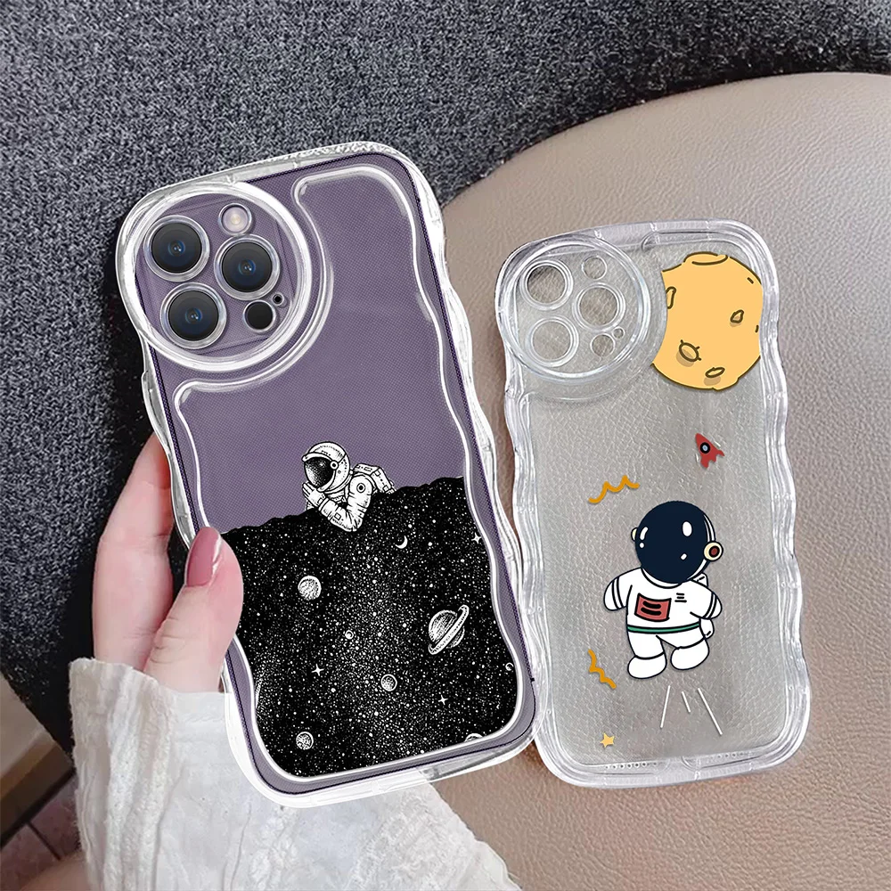 

Cartoon Cute Astronaut Case for Iphone 14Pro 13 12 Mini 11 Pro Max Clear Soft Cover Protection Shell Fundas for Iphone 14Plus