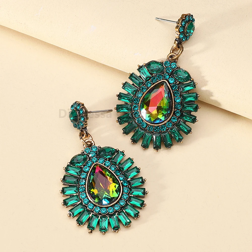 Модные блестящие стеклянные Висячие серьги для женщин модные роскошные