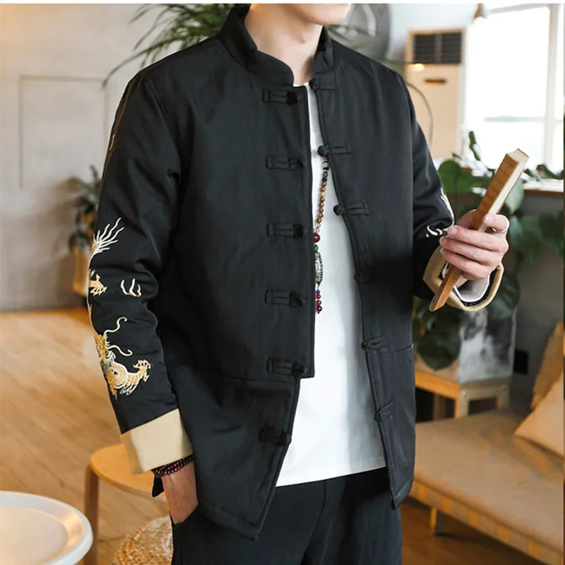 

Creative Padded Jacket Hanfu Men's Fashion Clothing Trend Embroidery Tang Suit Men's Jacket National Trend Warm Coat