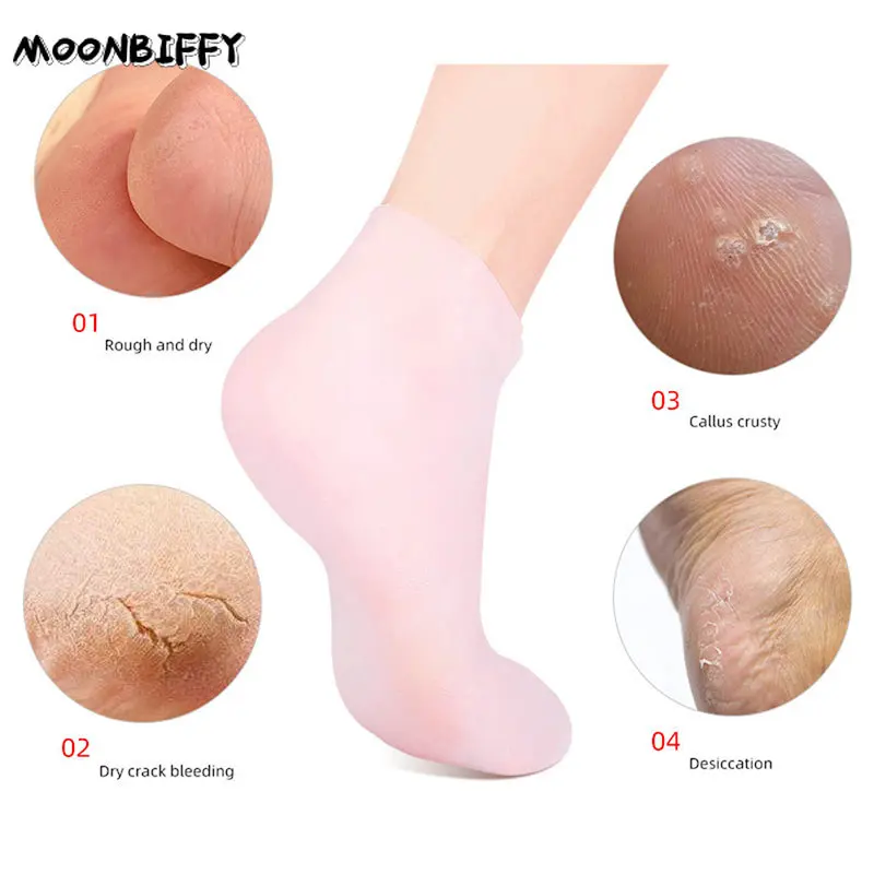 Silicone Moisturizing Spa Gel Heel Socks Exfoliating and Preventing Dryness Cracked Dead Skin Remove Protector Foot Care Tools