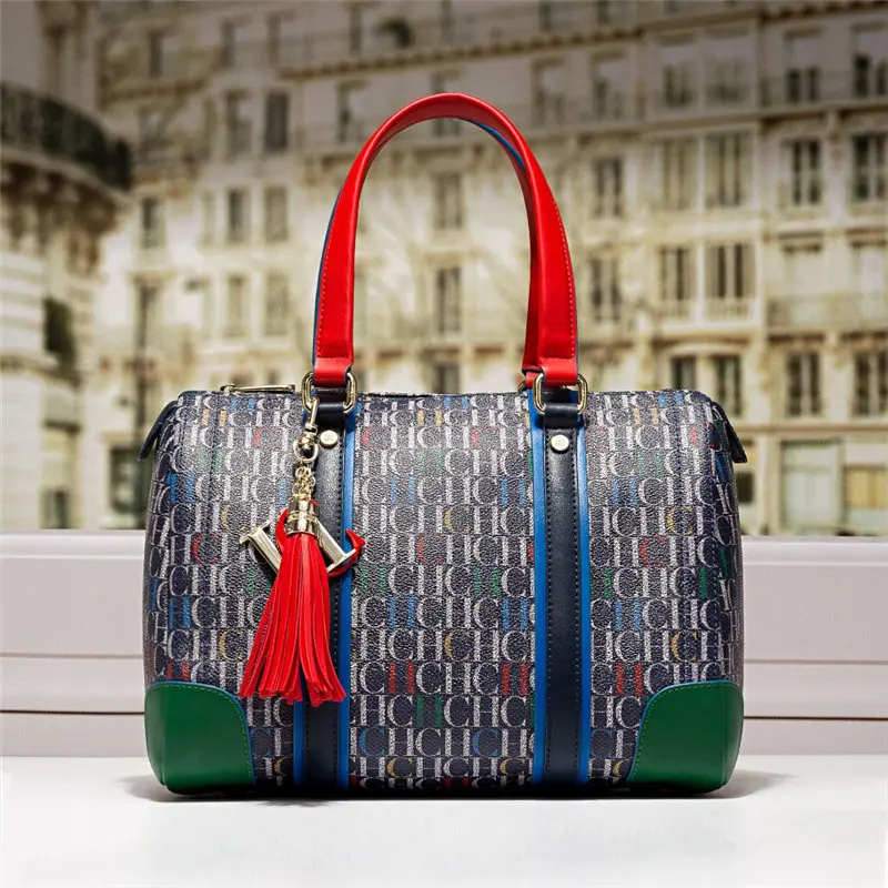 

Лучшая Роскошная брендовая кожаная женская модная Большая вместительная сумка-Бостон с буквами CHCH HCHC 100%, новая дизайнерская сумка-подушка ...