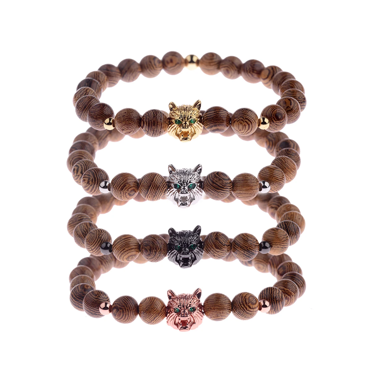 

Fashion Simple Wooden Bead Charm Bracelets Natural Stone Bead Bracelet Healing Balance Animal Jewelry Gift