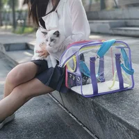 New Pet Puppy Carrier Travel Handbag Portable Large Capacity Cat Bag Summer Shoulder Bag Transparent Outdoor Dog Carrier Bags