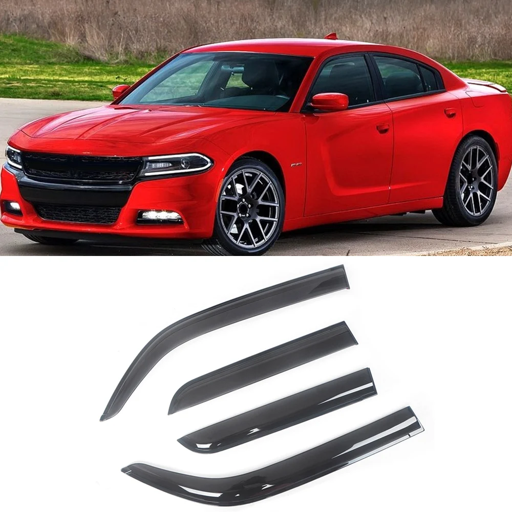

For Dodge Charger 2006-2016 Auto Side Window Wind Deflectors Visors Black Rain Guard Door Visor Vent Shades Dark Smoke Ventvisor