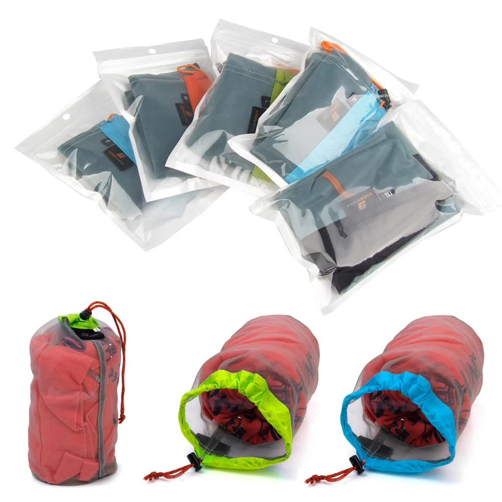 

Tavel Camping Sports Ultralight Mesh Storage Bag Stuff Sack Drawstring Organizer Bags Outdoor Supplies