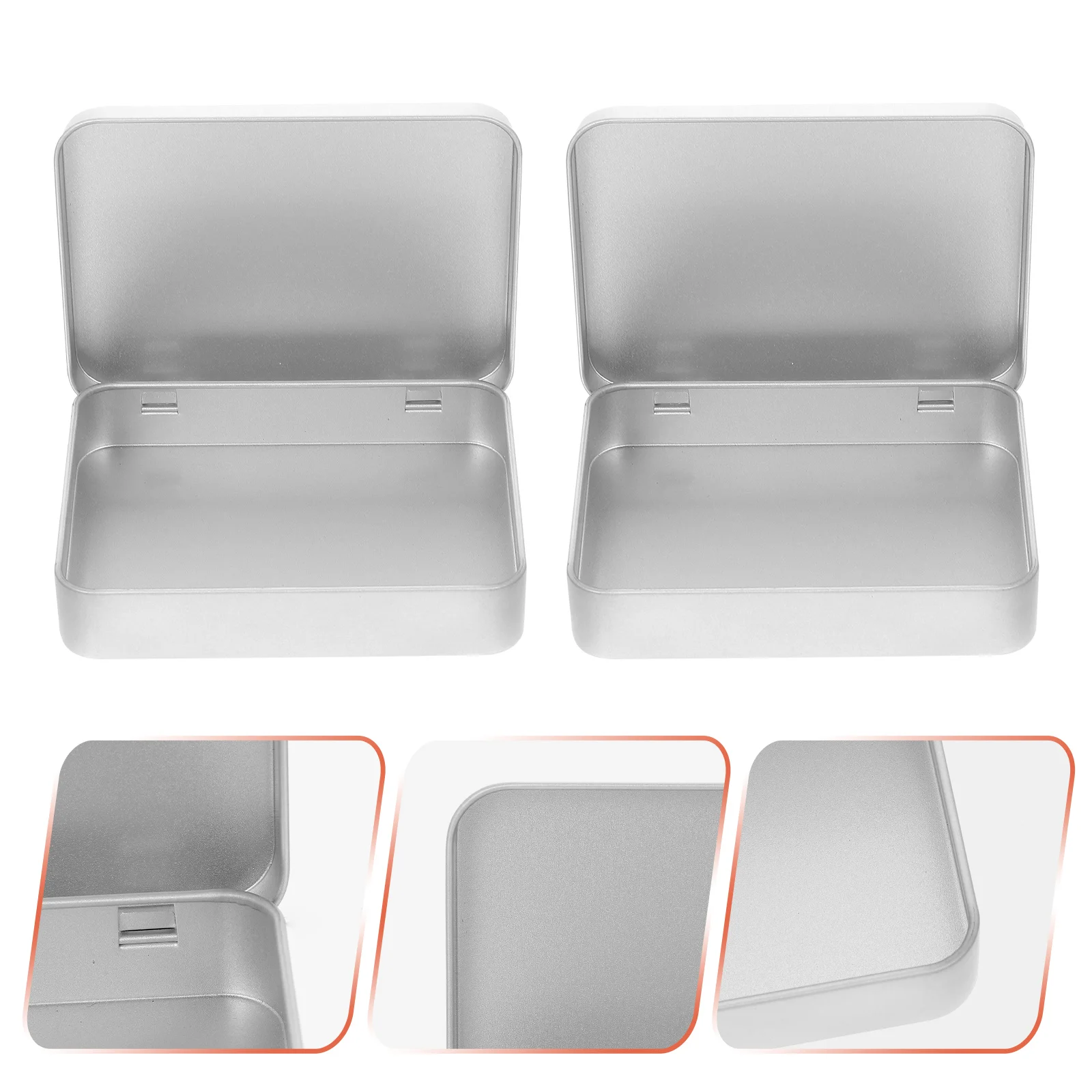 

Tin Tins Box Storage Rectangular Metal Small Containers Tea Tinplate Hinged Container Empty Candy Organizer Boxes Lids Mini