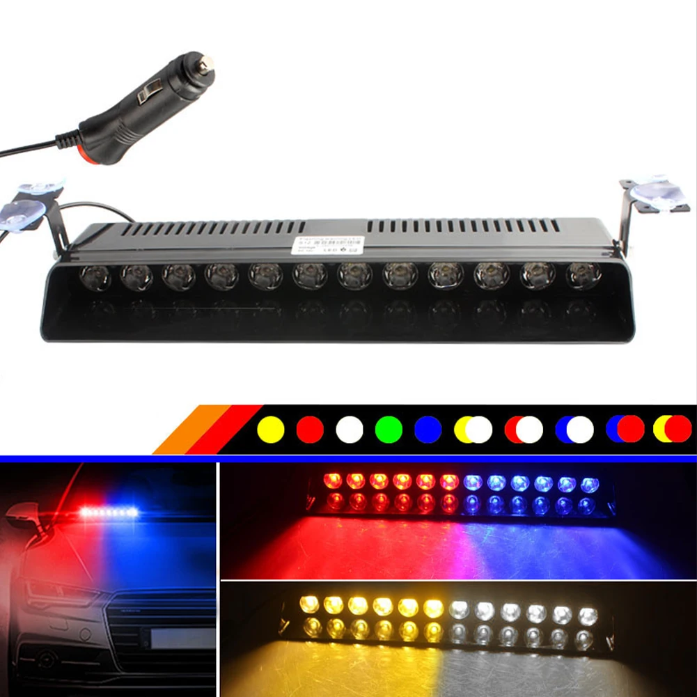 

12V 12W Car Strobe Flashing Lights Lamp 12LED Police Led Flasher Emergency Warning signal Lamp Strobe Light Bar For Car