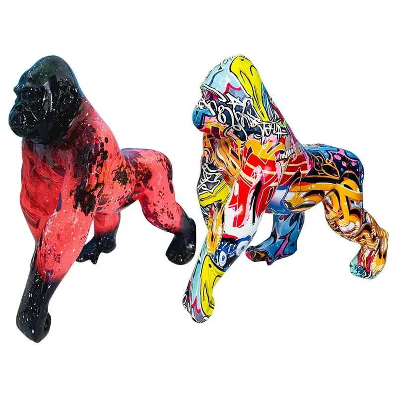 

Hand-painted Gorilla Statue Colorful And Creative Gorilla Sculpture For Home Or Office Decor, Living Room, Bedroom, Bookshelf
