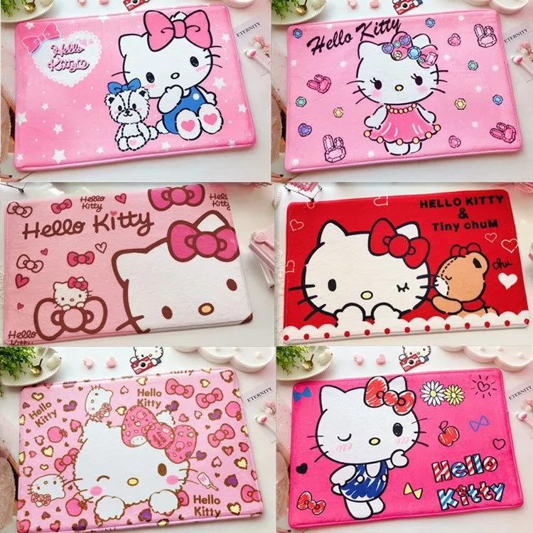 

Sanrio Hellokitty Melody Kuromi Cinnamoroll Ottomans Kitchen Restaurant Plush Anti-Slip Ottomans Carpets Coral Fleece Floor Mats