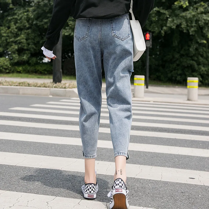 Student Casual All-match Clothing Hip Hop Streetwear Korean Harem Pants Women Jeans Loose Mid Waist Wide Leg Ankle Length Pants