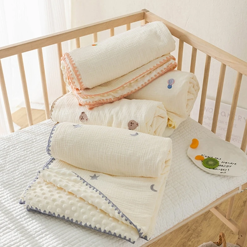 Newborn Double-side Quilts Blanket Children Bedding Swaddle Crepe Wrap Baby Bedding 120x100cm