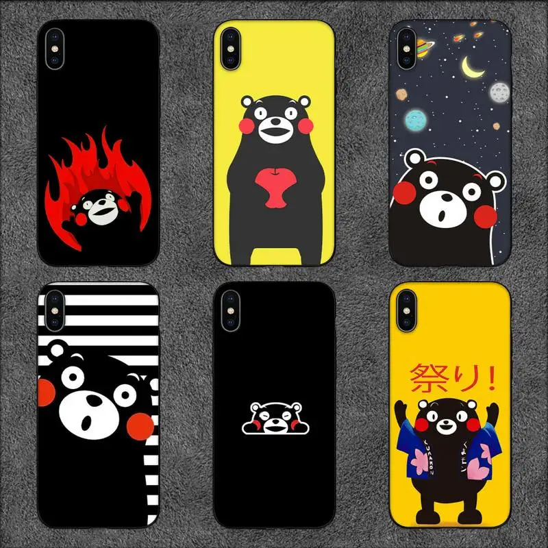 Милый черный чехол Kumamon для телефона iPhone 11 12 Mini 13 14 Pro XS Max X 8 7 6s Plus 5 SE XR - купить по