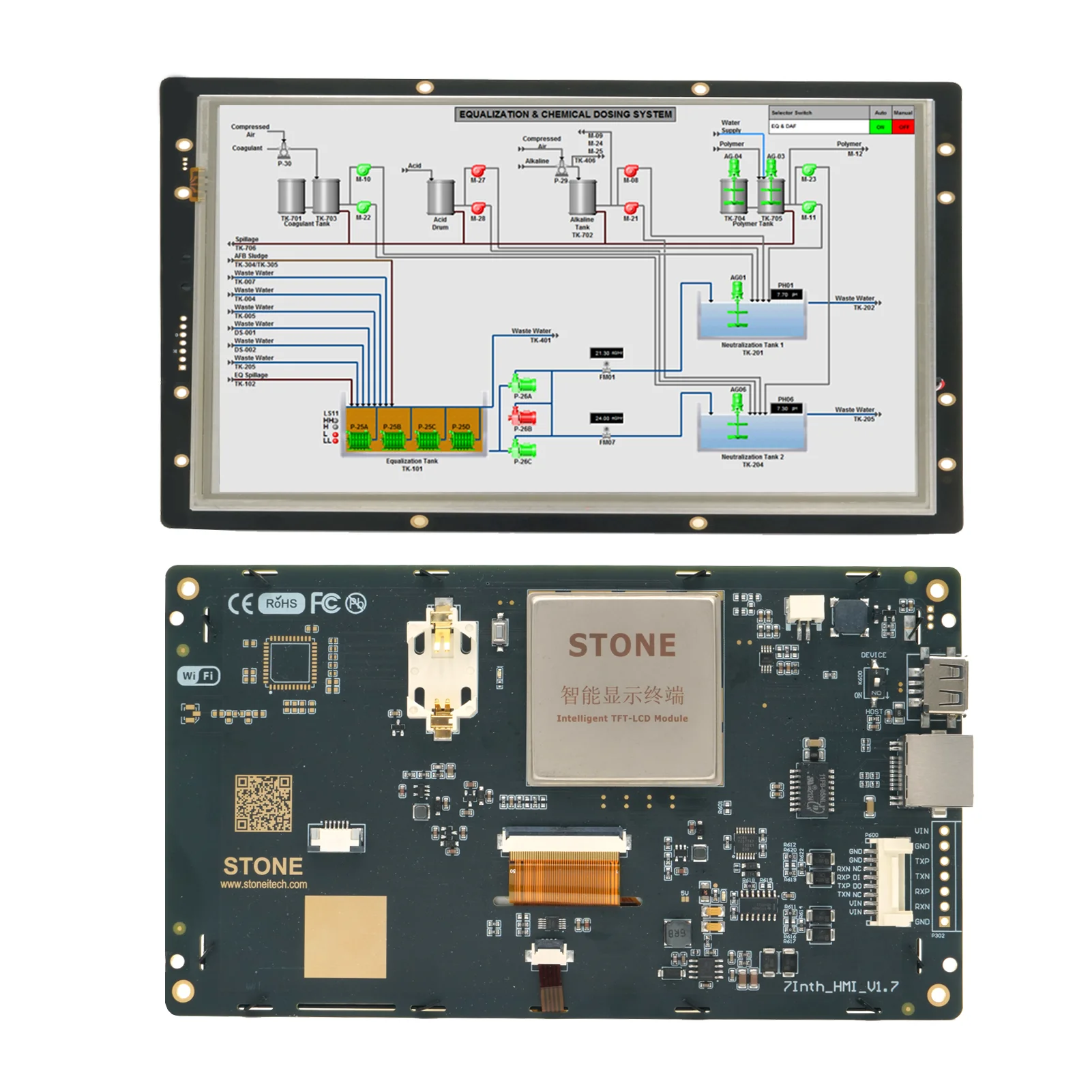 STONE 3.5 to 10.4 Inch Industrial HMI Touch Display Module Controlled by Simple Commands through UART port