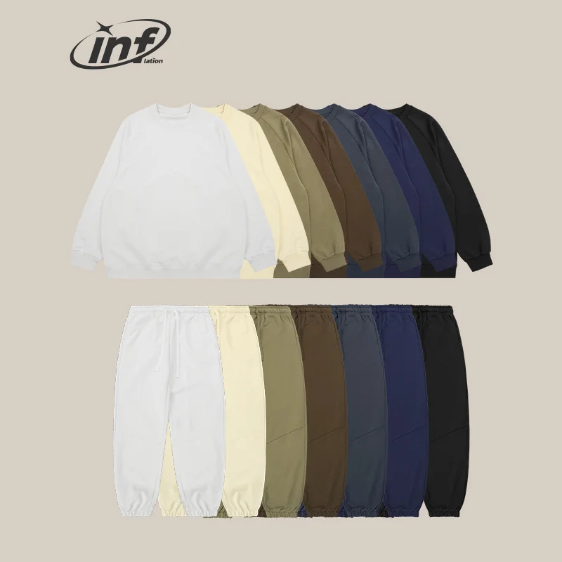 

Solid Color Minimalist Tracksuits Unisex Sprin Sweatsirt and Sweatpant Set Men Join Suit