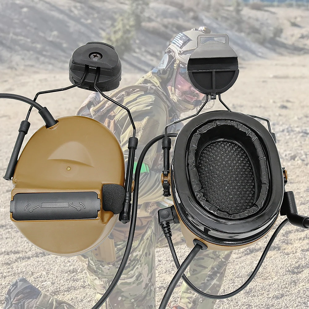 Hearangel Comtac Ii Tactical Airsoft Headphone with ARC Rail Adapter Hearing Protection Band Gel Ear Pads for Compatible U94 PTT