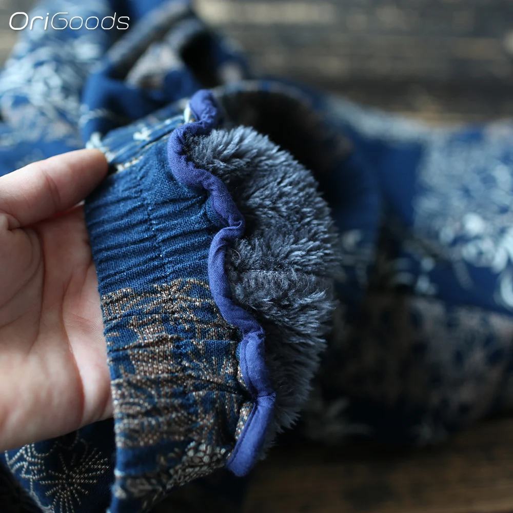 OriGoods Брюки Женские хлопчатобумажные теплые зимние брюки эластичная талия