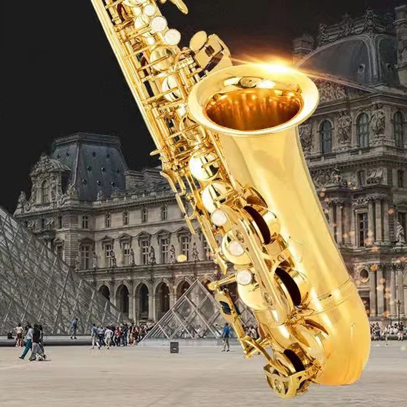 

Золотой Eb профессиональный саксофон-альт Европейская новейшая трубка для рукоделия, резной латунный позолоченный музыкальный инструмент ...